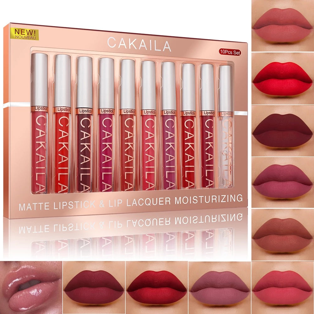 10-Color CAKAILA Velvet Matte Lip Set