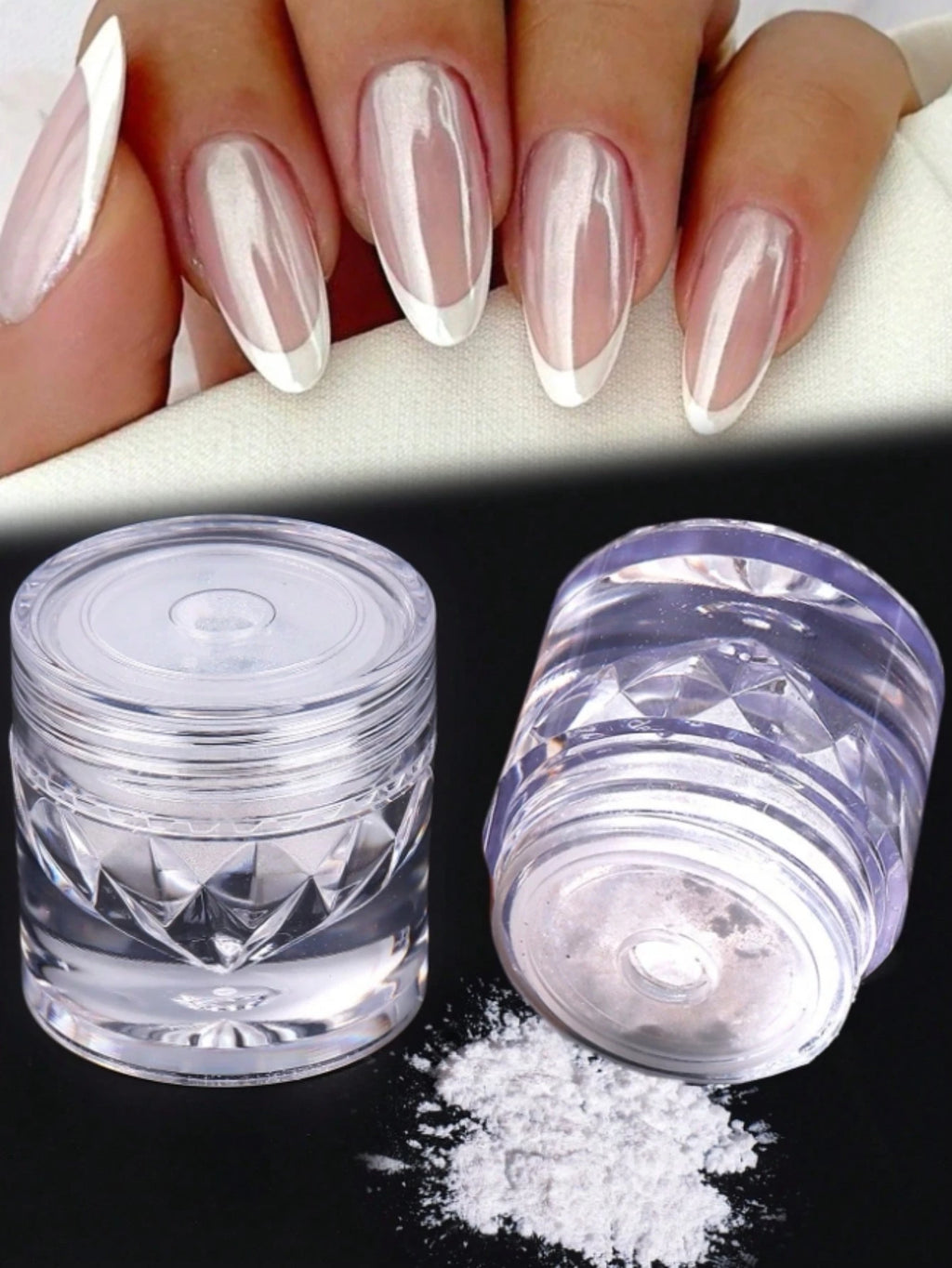 1PC Glazed Donut Pearl Chrome Powder, Aurora Clear Iced Nail Powder, High Gloss Metallic Glitter Pigment
