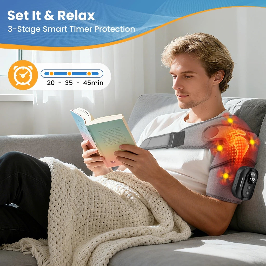 2-in-1 Electric Shoulder Heating Pads, Massager, Pain Relief, 5000mAh, Heated Wrap
