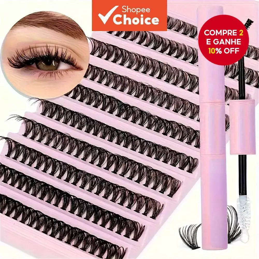 200Pcs DIY Eyelash Extension Kit 40D 8-18mm with Adhesive Seal – Auto & Home Use