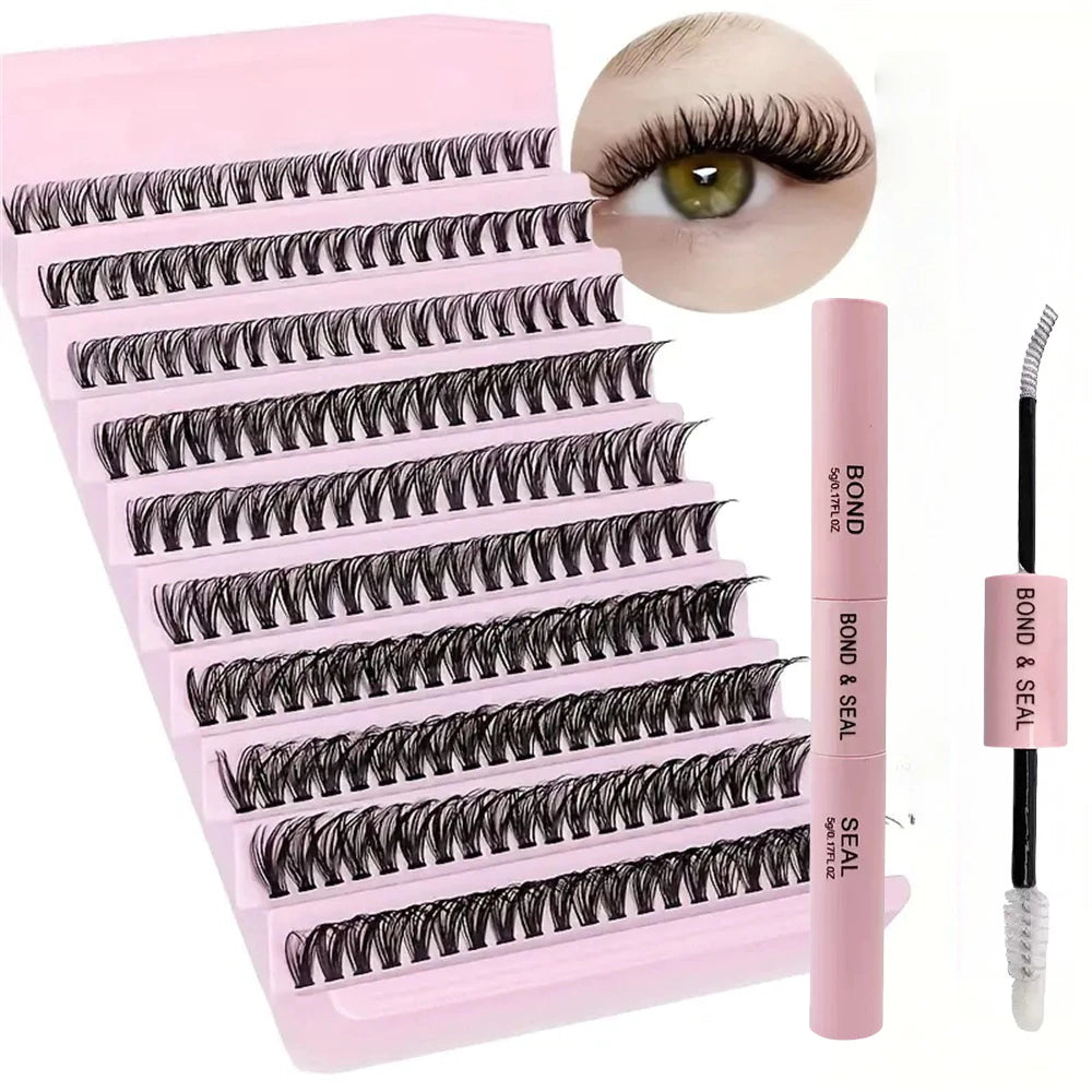 200Pcs DIY Eyelash Extension Kit 40D 8-18mm with Adhesive Seal – Auto & Home Use