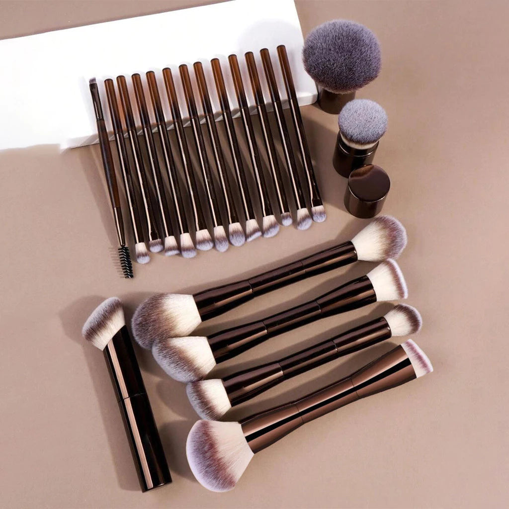 20 Pieces Makeup Brush Soft Aluminum Tube Set (Flannel Bag), Soft Foundation Eyeshadow