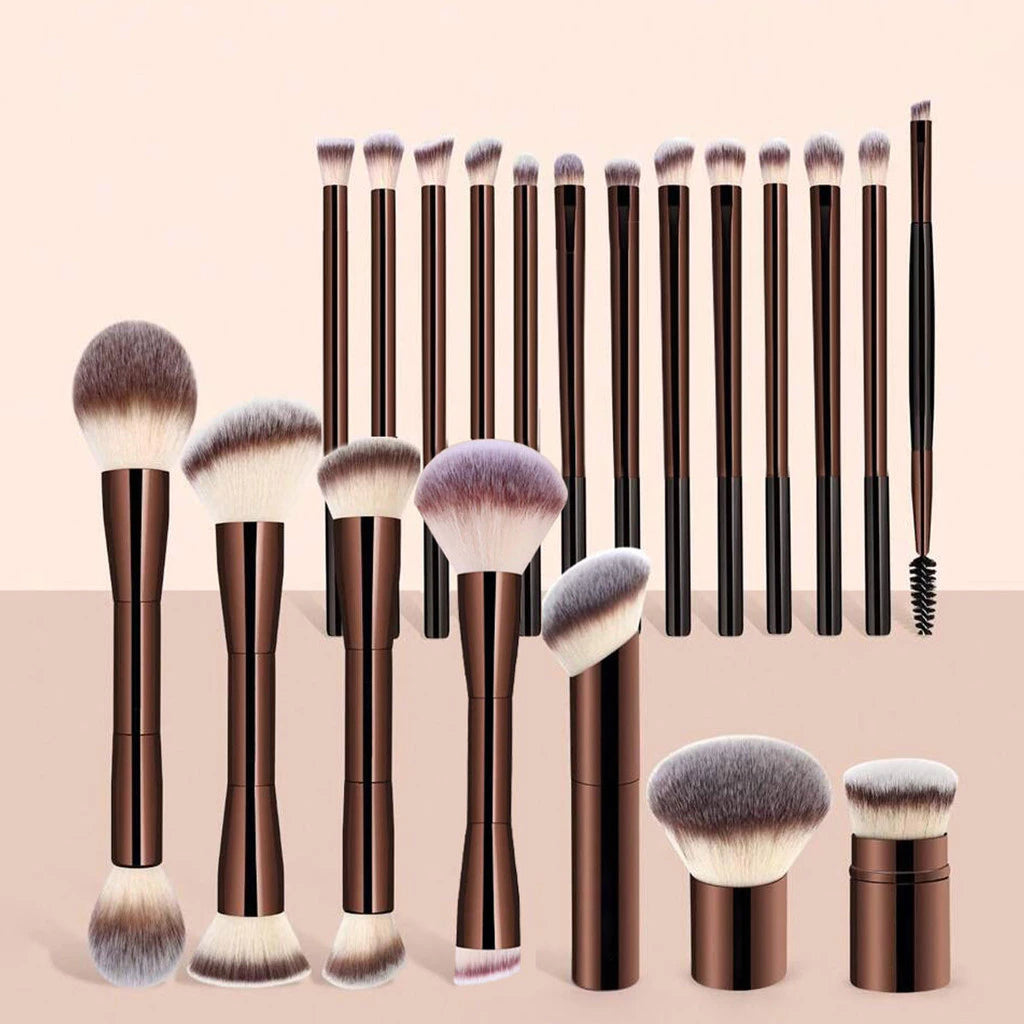 20 Pieces Makeup Brush Soft Aluminum Tube Set (Flannel Bag), Soft Foundation Eyeshadow