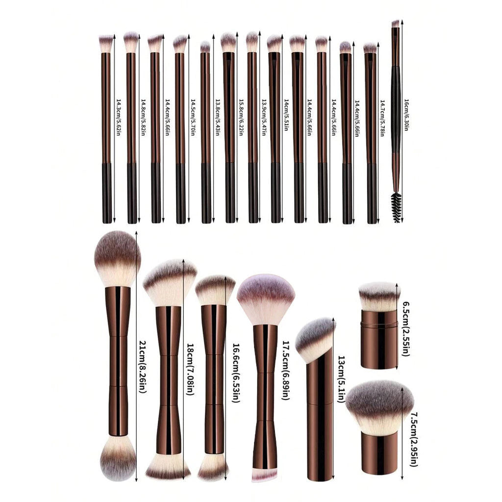 20 Pieces Makeup Brush Soft Aluminum Tube Set (Flannel Bag), Soft Foundation Eyeshadow