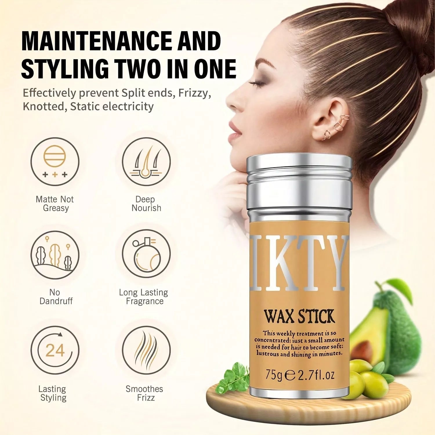 2pcs Hair Wax Stick - Wig Wax, Curly & Rebel Hair Control