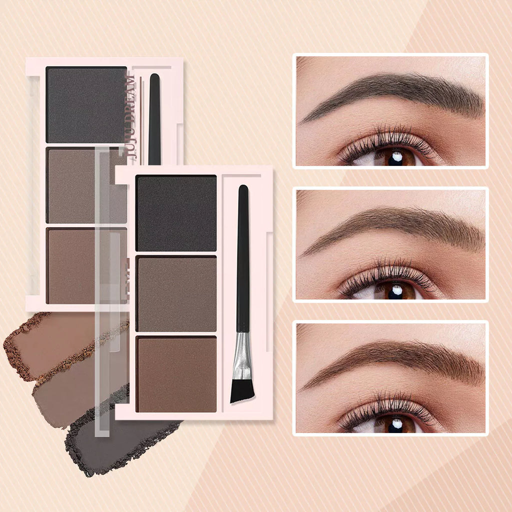 3D Eyebrow Powder Kit – 3 Colors, Smudge-Proof, Includes Brush