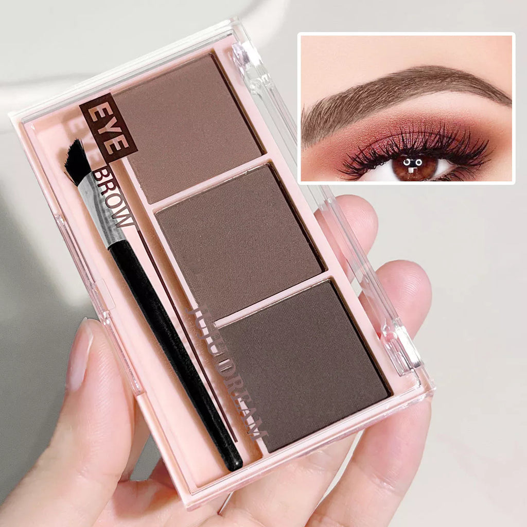 3D Eyebrow Powder Kit – 3 Colors, Smudge-Proof, Includes Brush