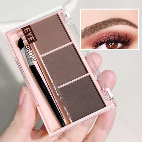 3D Eyebrow Powder Kit – 3 Colors, Smudge-Proof, Includes Brush
