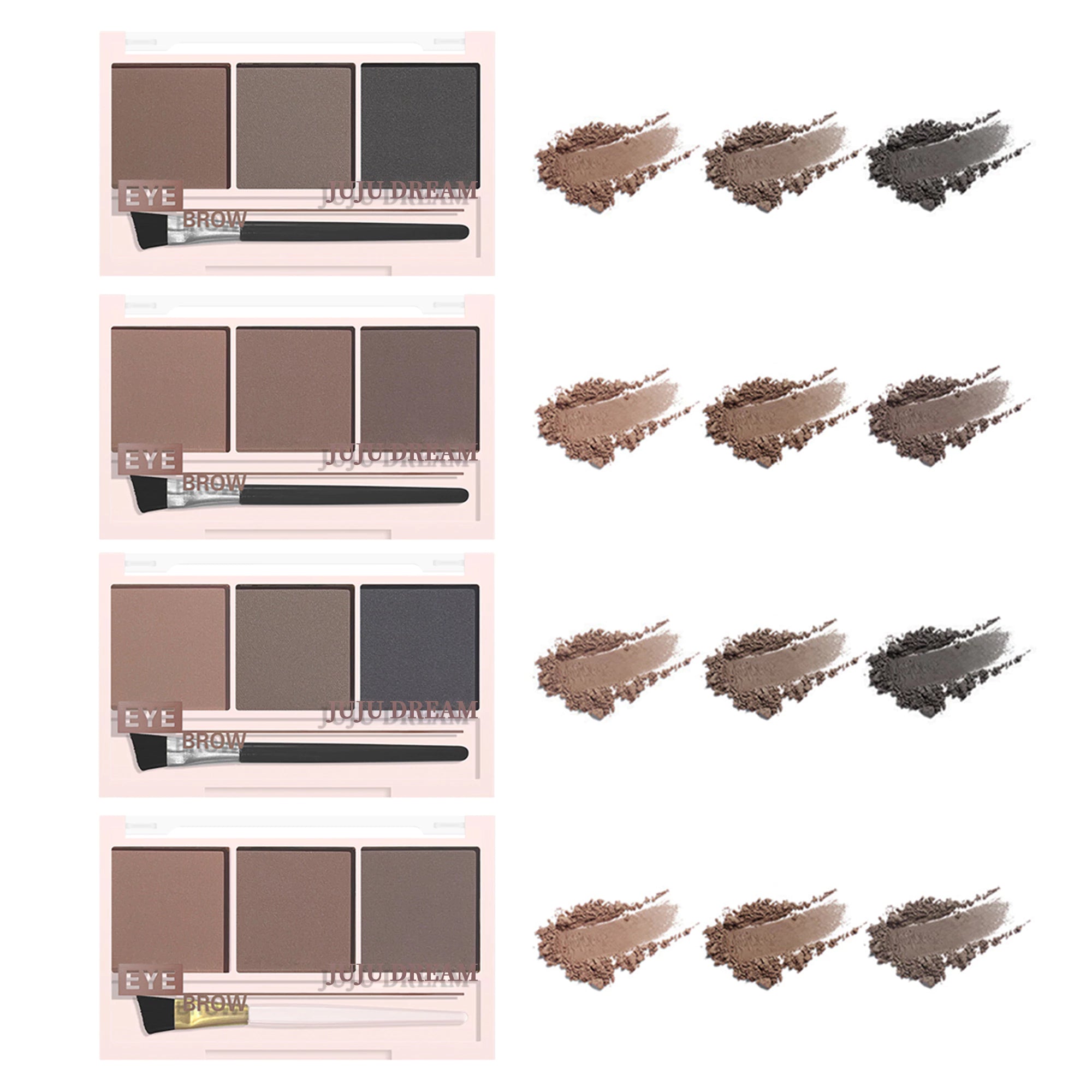 3D Eyebrow Powder Kit – 3 Colors, Smudge-Proof, Includes Brush