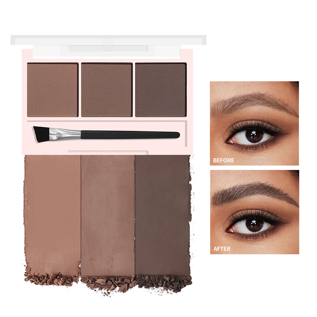 3D Eyebrow Powder Kit – 3 Colors, Smudge-Proof, Includes Brush