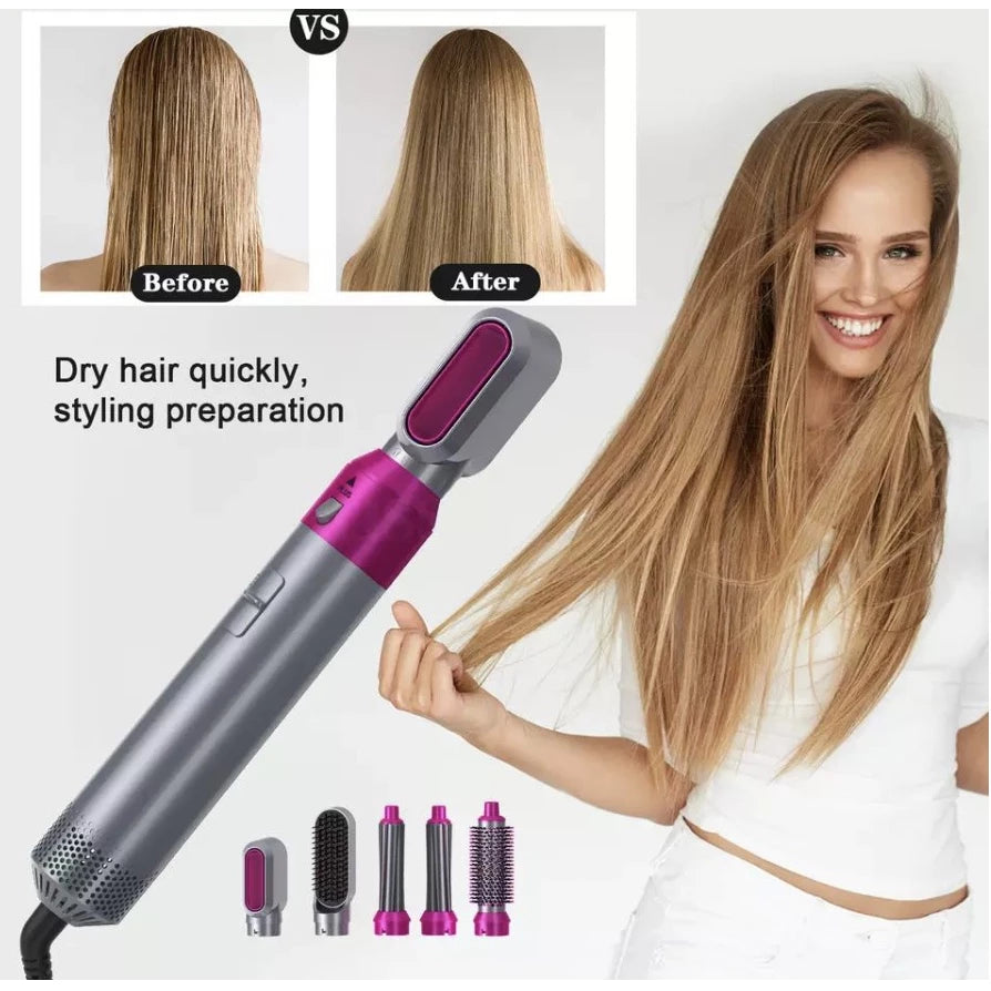 5 In 1 Hot Air Brush One Step Hair Blow Dryer, Curler, Straightener And Sealed 110V And 220v