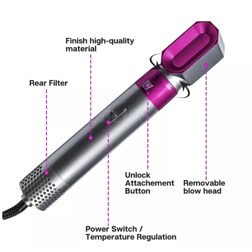 5 In 1 Hot Air Brush One Step Hair Blow Dryer, Curler, Straightener And Sealed 110V And 220v