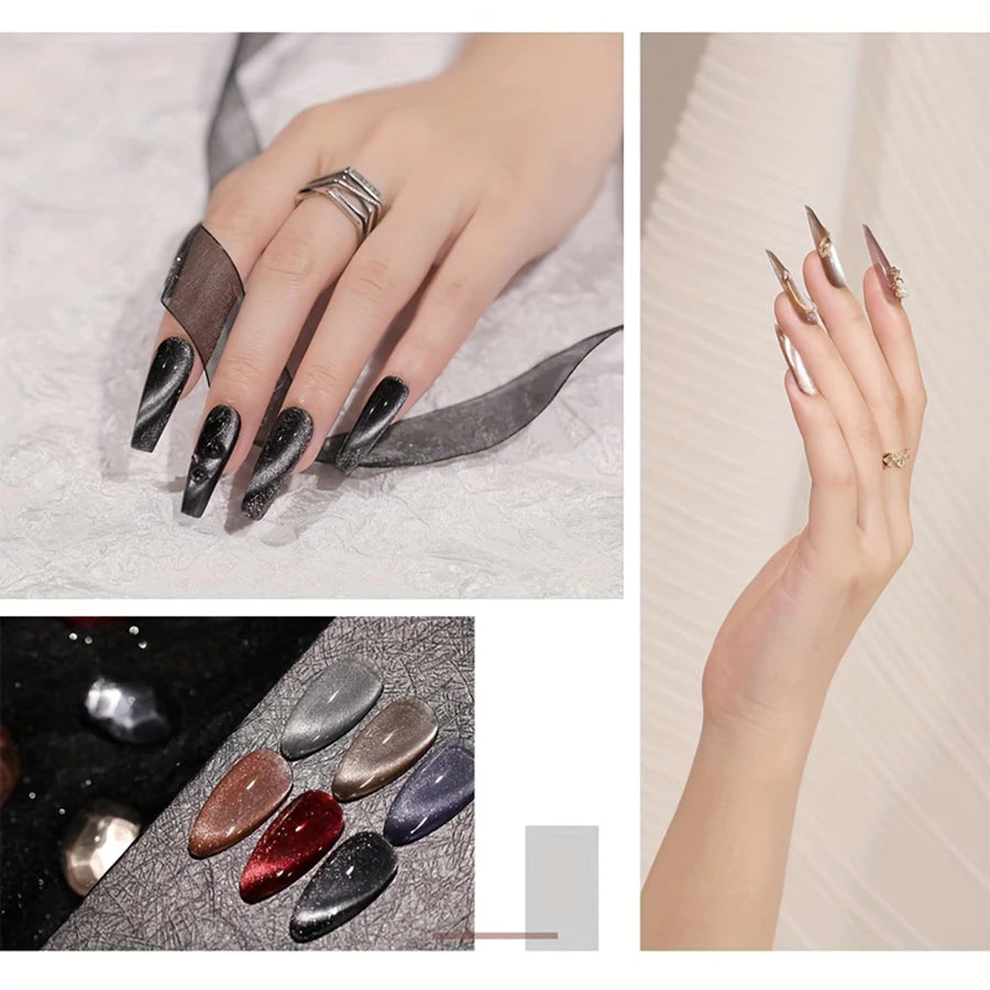 7pcs 6 Colors 8ml Chameleon Effect Magnetic Gel Nail Polish Set UV Led Cat Eye Manicure Nail Art Kit