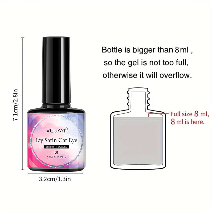 7pcs 6 Colors 8ml Chameleon Effect Magnetic Gel Nail Polish Set UV Led Cat Eye Manicure Nail Art Kit