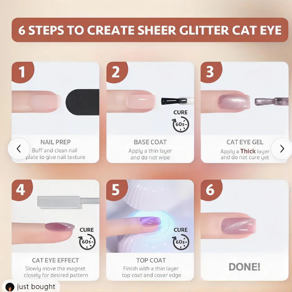 7pcs 6 Colors 8ml Chameleon Effect Magnetic Gel Nail Polish Set UV Led Cat Eye Manicure Nail Art Kit