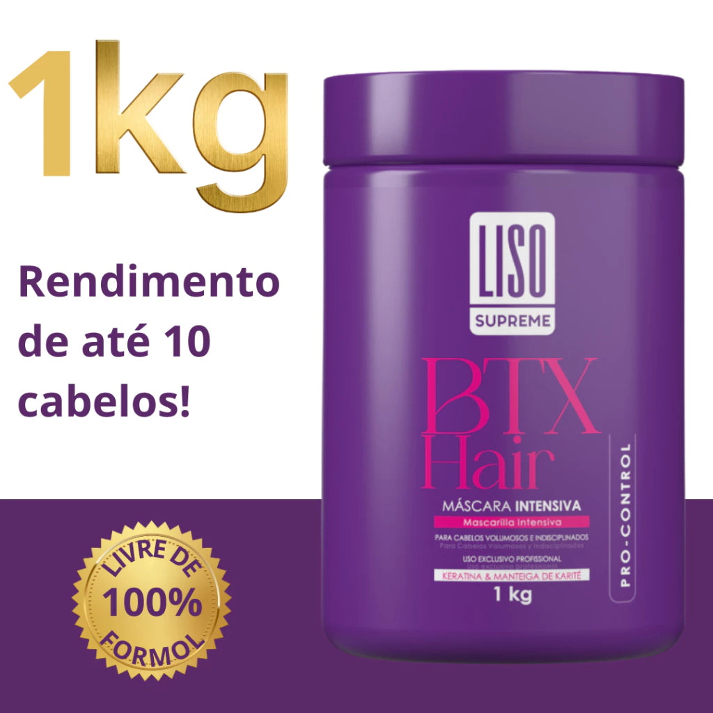 BTX Organic Hair Volume Reducer Formaldehyde Free 1kg + Thermal Protector and Finishing Oil