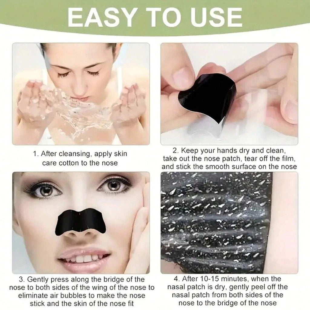 Bamboo Charcoal Blackhead Nose Strips – Deep Pore Cleansing, Acne Removal & Brightening