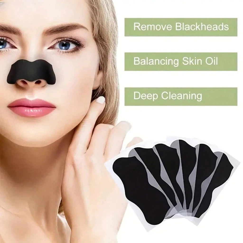 Bamboo Charcoal Blackhead Nose Strips – Deep Pore Cleansing, Acne Removal & Brightening