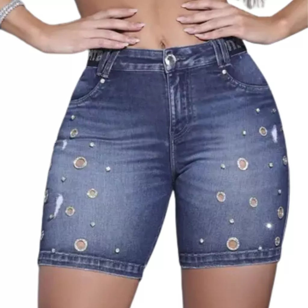 Bermuda Feminina Jeans Pit Bull Jeans Cintura Alta Modela Bumbum Meia Coxa