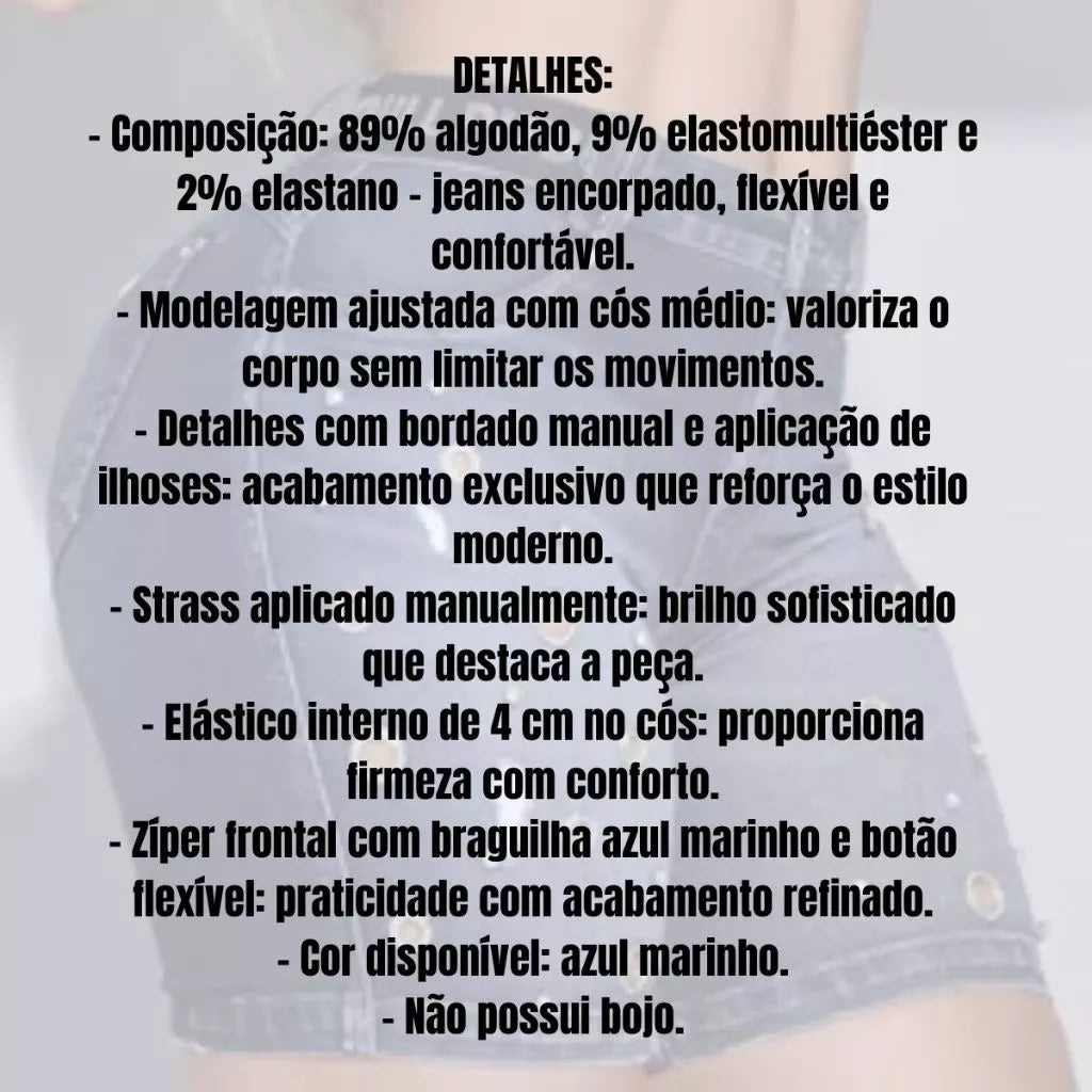 Bermuda Feminina Jeans Pit Bull Jeans Cintura Alta Modela Bumbum Meia Coxa