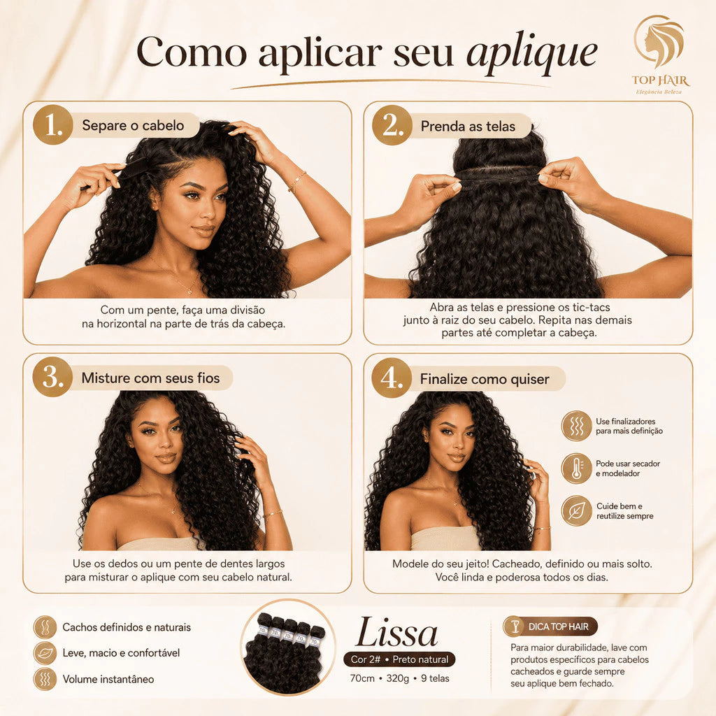 Bio Human Curly Fiber Hair 70cm 9 Screens 320gr Top Hair LISSA