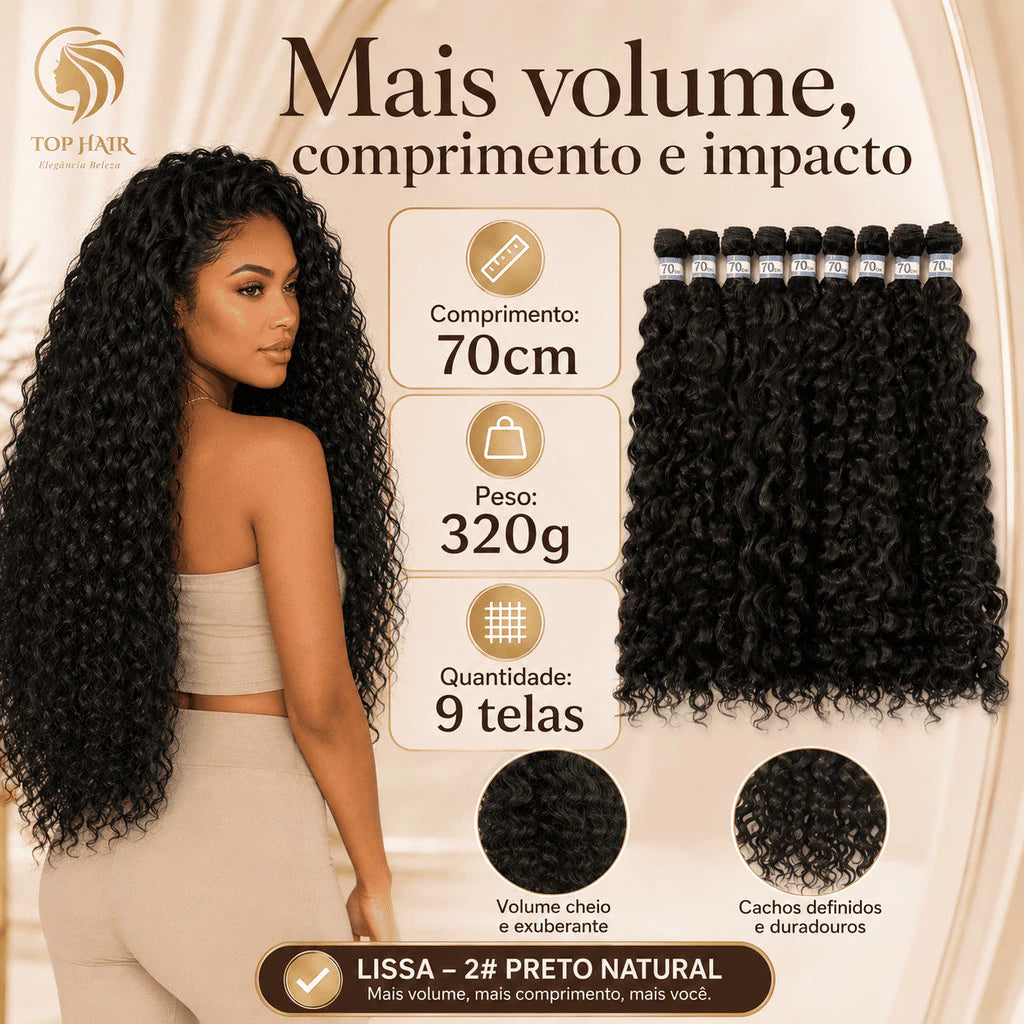 Bio Human Curly Fiber Hair 70cm 9 Screens 320gr Top Hair LISSA