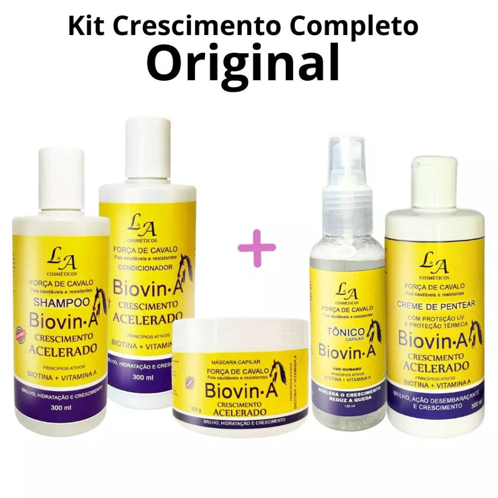 Biovin-A Horse Strength Complete Hair Growth Kit + LA Growth Tonic and Combing Cream