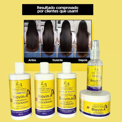 Biovin-A Horse Strength Complete Hair Growth Kit + LA Growth Tonic and Combing Cream