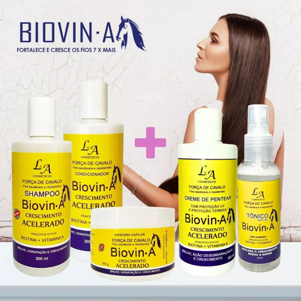 Biovin-A Horse Strength Complete Hair Growth Kit + LA Growth Tonic and Combing Cream