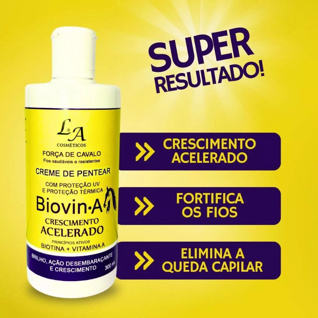 Biovin-A Horse Strength Complete Hair Growth Kit + LA Growth Tonic and Combing Cream