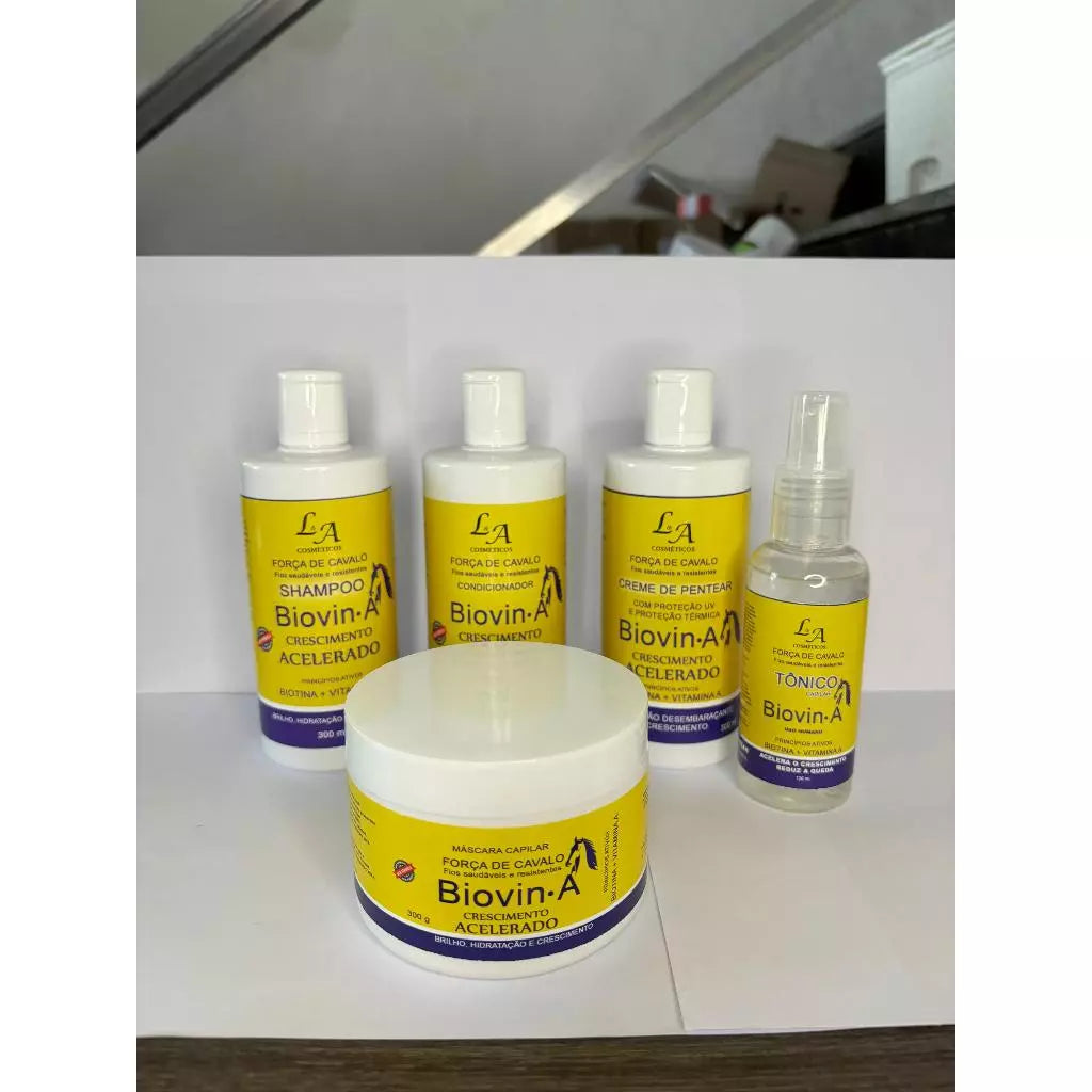 Biovin-A Horse Strength Complete Hair Growth Kit + LA Growth Tonic and Combing Cream