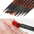 Brown Nail Brush Set - 9 Pieces, Double Heads for Drawing and Gradient Painting