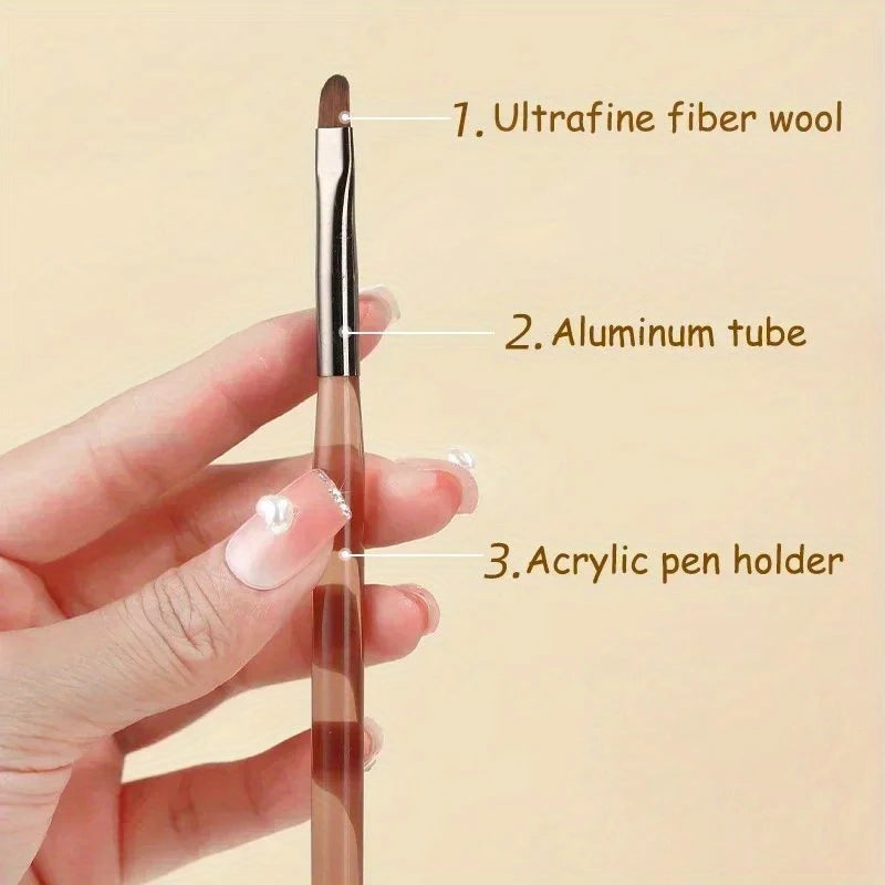 Brown Nail Brush Set - 9 Pieces, Double Heads for Drawing and Gradient Painting