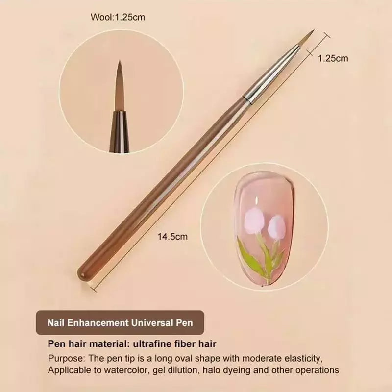Brown Nail Brush Set - 9 Pieces, Double Heads for Drawing and Gradient Painting