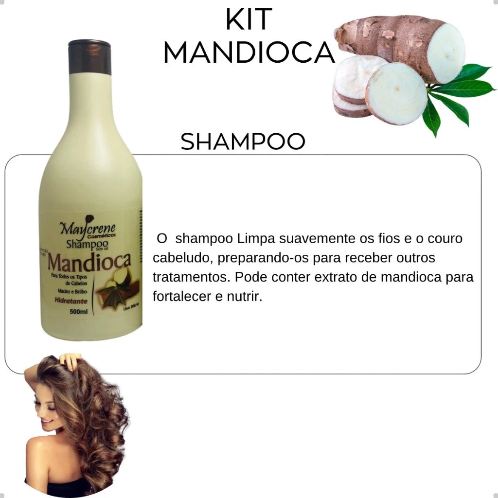 Maycrene Cassava Strengthening & Nutrition Kit – Shampoo, Conditioner, Mask, Leave-In Cream & End Repairer