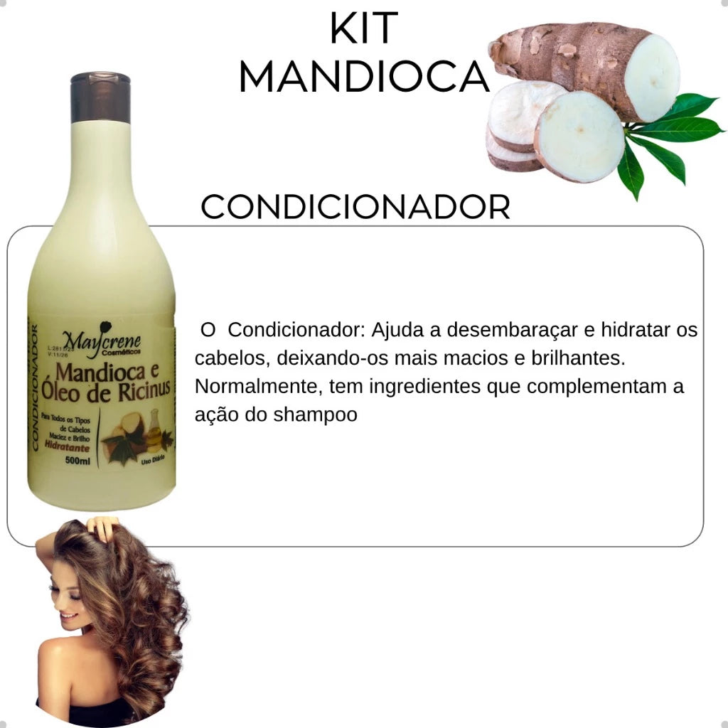Maycrene Cassava Strengthening & Nutrition Kit – Shampoo, Conditioner, Mask, Leave-In Cream & End Repairer