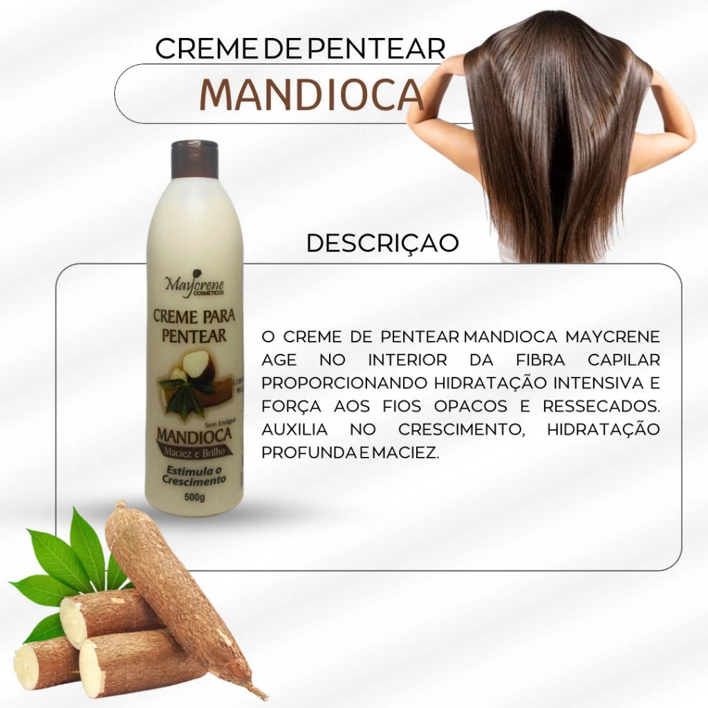 Maycrene Cassava Strengthening & Nutrition Kit – Shampoo, Conditioner, Mask, Leave-In Cream & End Repairer