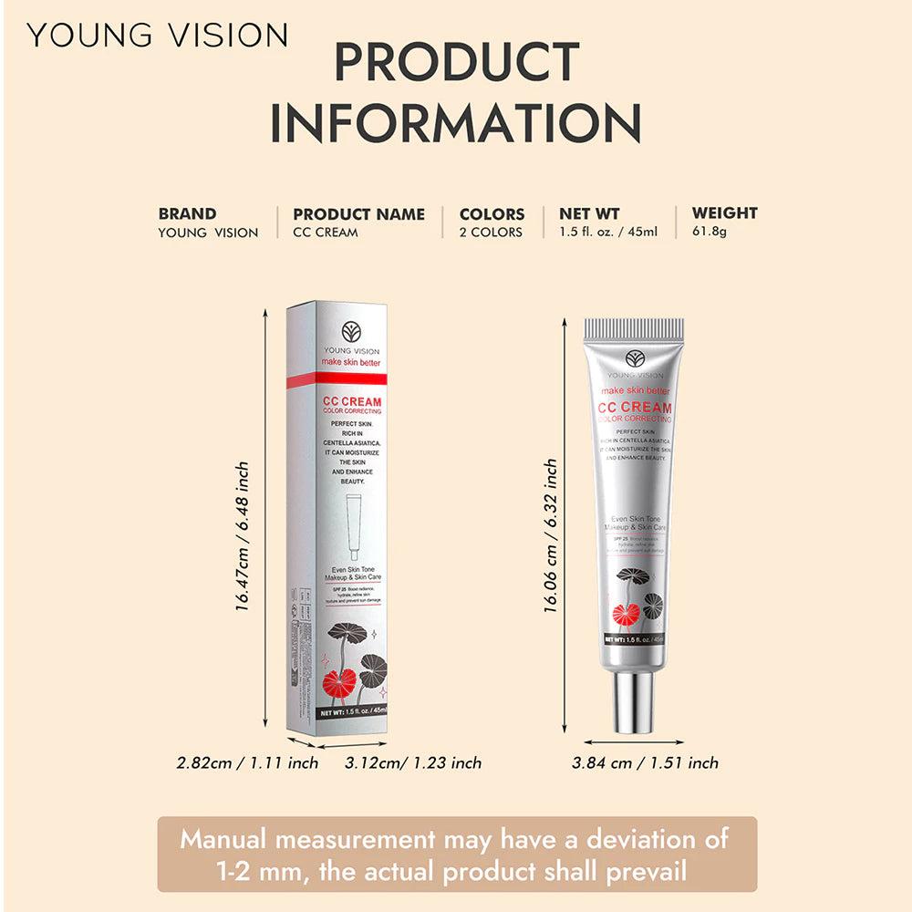 Centella Asiatica CC Moisturizing Cream – Pre-Makeup Concealment, Long Lasting & No Transfer