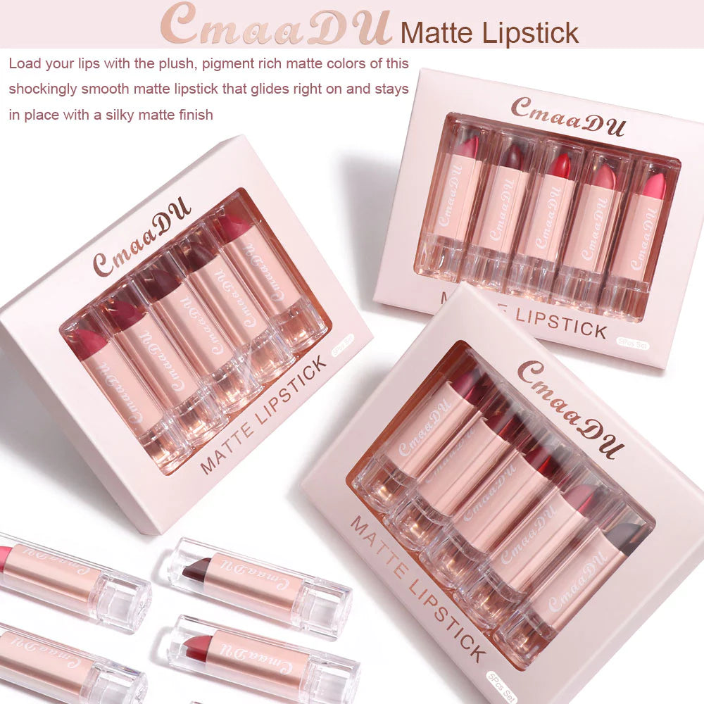 CmaaDu Set of 5 Matte Lip Gloss – Moisturizing & Long-Lasting Lipsticks