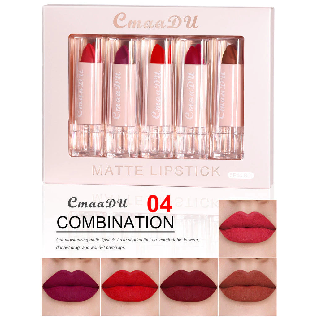 CmaaDu Set of 5 Matte Lip Gloss – Moisturizing & Long-Lasting Lipsticks