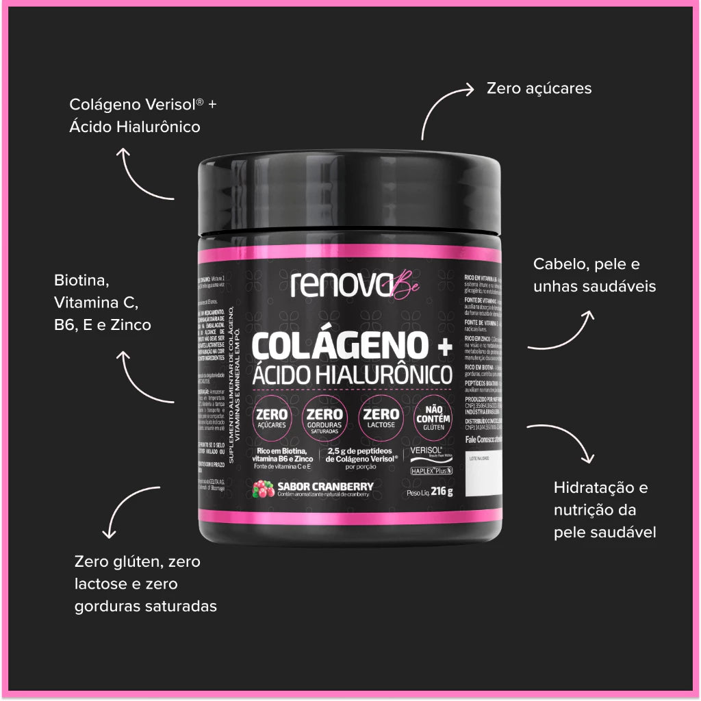 Renova Be Collagen 216g with Verisol & Hyaluronic Acid + Cherry Lip Moisturizer