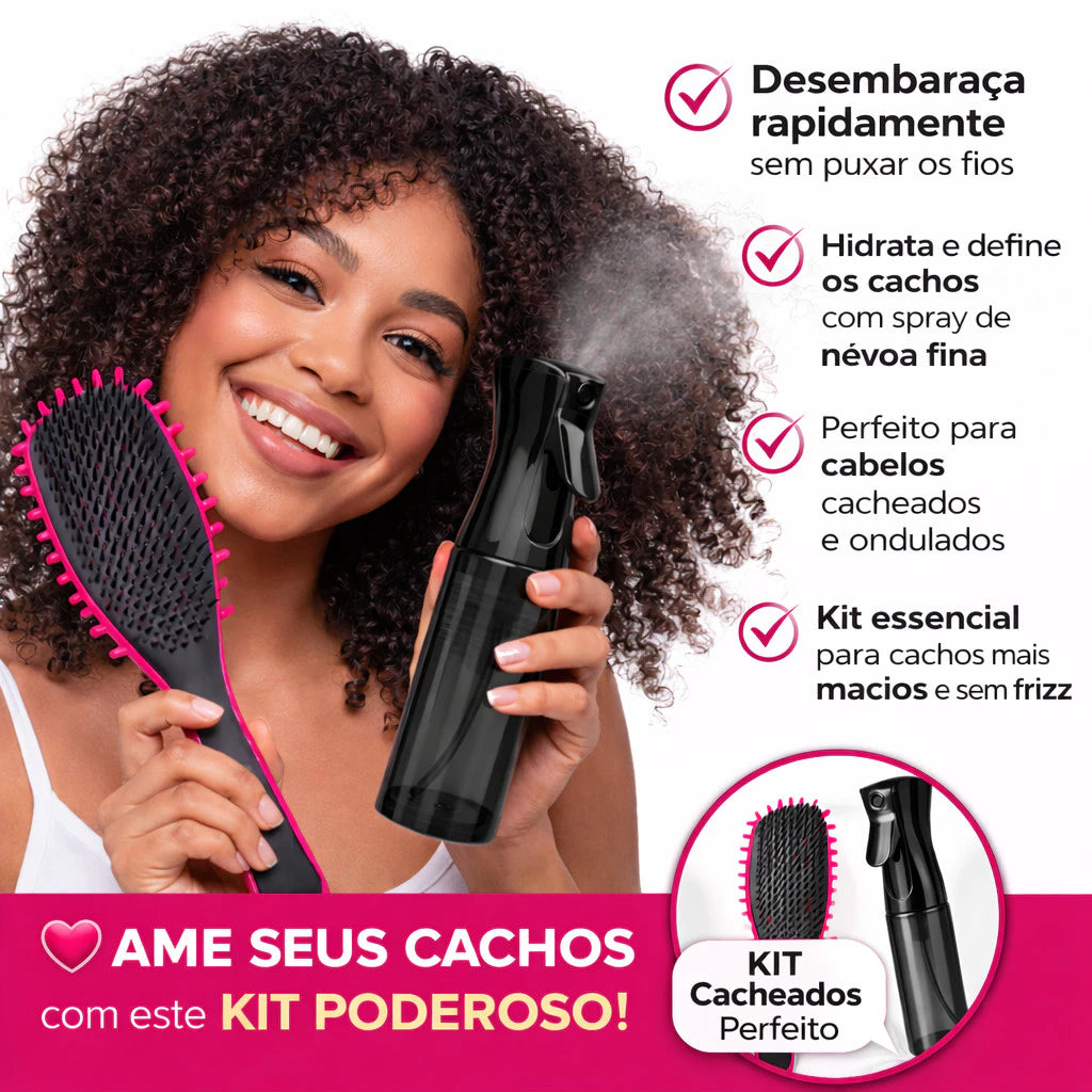 Complete Professional Curly Hair Styling Kit - Brush + Spray + Baby Hair Combs | Detangles, Defines & Anti Frizz