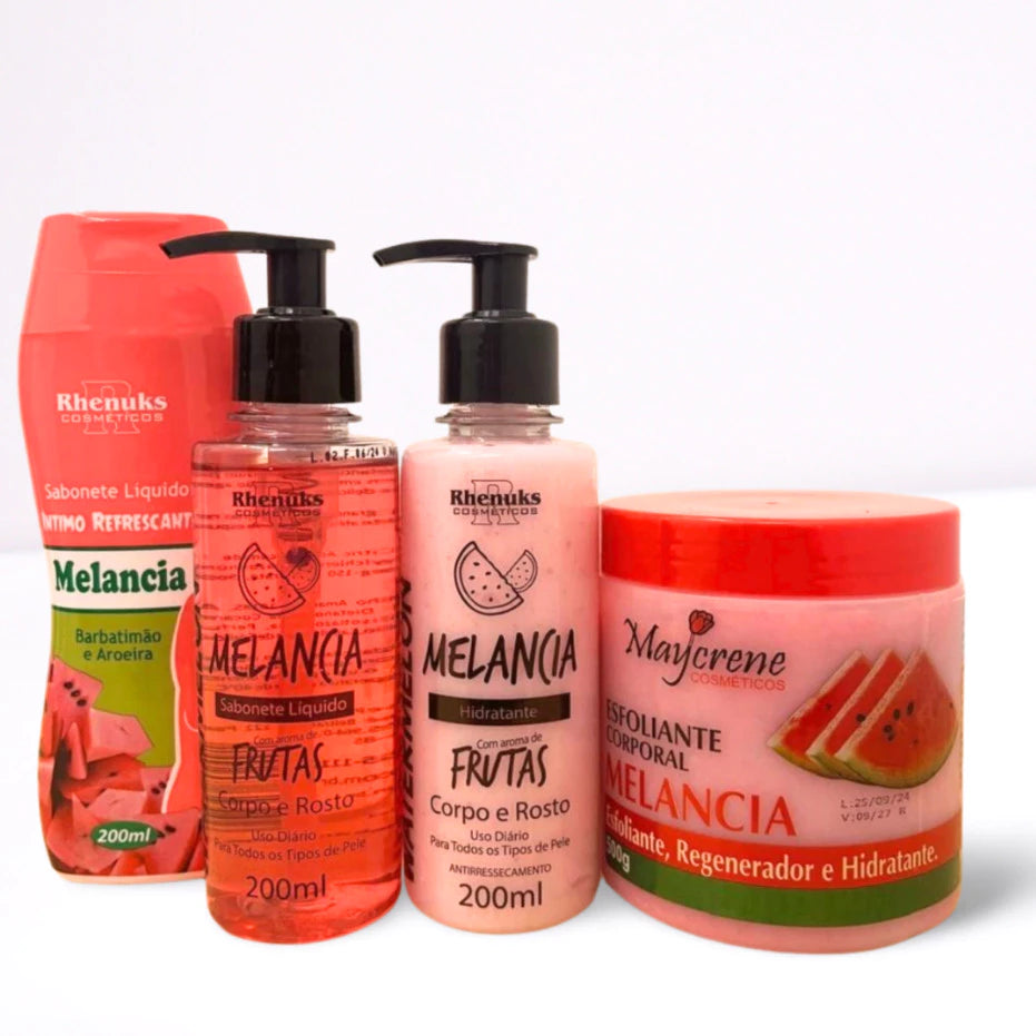 Kit Corporal Melancia — Sabonete + Esfoliante + Hidratante (4 Itens)