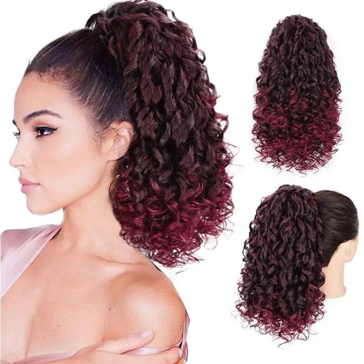 Curly Hair Short Ponytail Wig With Puff Adjustments 45cm Fashion You 002