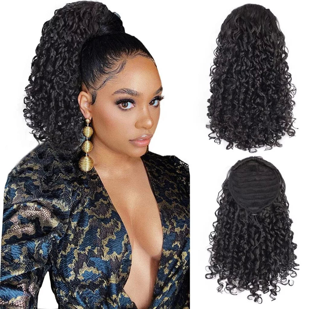 Curly Hair Short Ponytail Wig With Puff Adjustments 45cm Fashion You 002