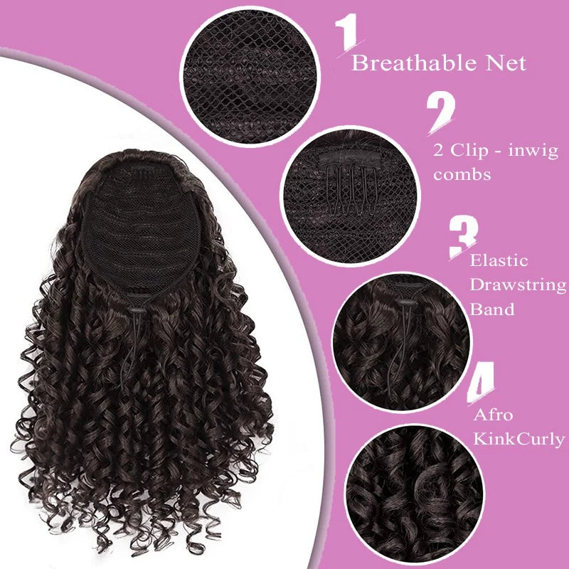 Curly Hair Short Ponytail Wig With Puff Adjustments 45cm Fashion You 002