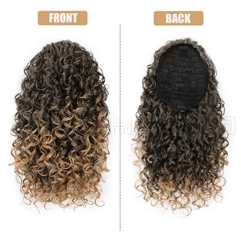 Curly Hair Short Ponytail Wig With Puff Adjustments 45cm Fashion You 002