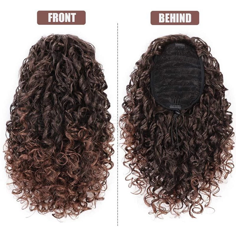 Curly Hair Short Ponytail Wig With Puff Adjustments 45cm Fashion You 002