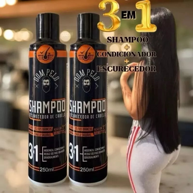 Dom Pelo Darkening Shampoo Without Ammonia 250ml – Reduces White Hair & Beard Toning