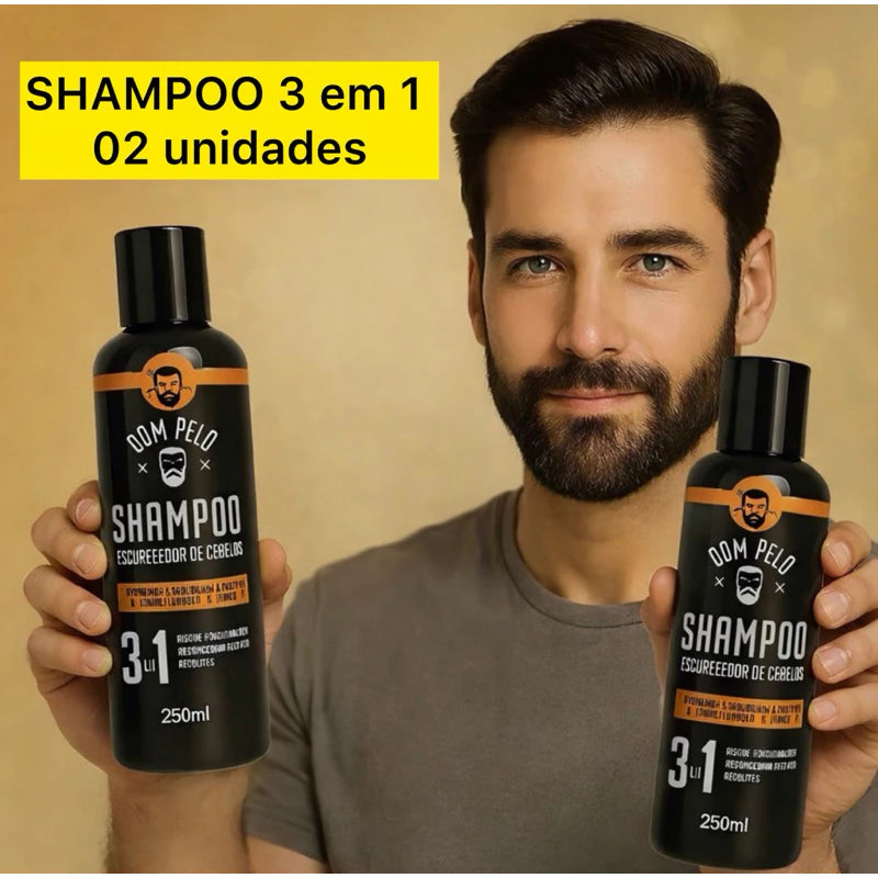 Dom Pelo Darkening Shampoo Without Ammonia 250ml – Reduces White Hair & Beard Toning